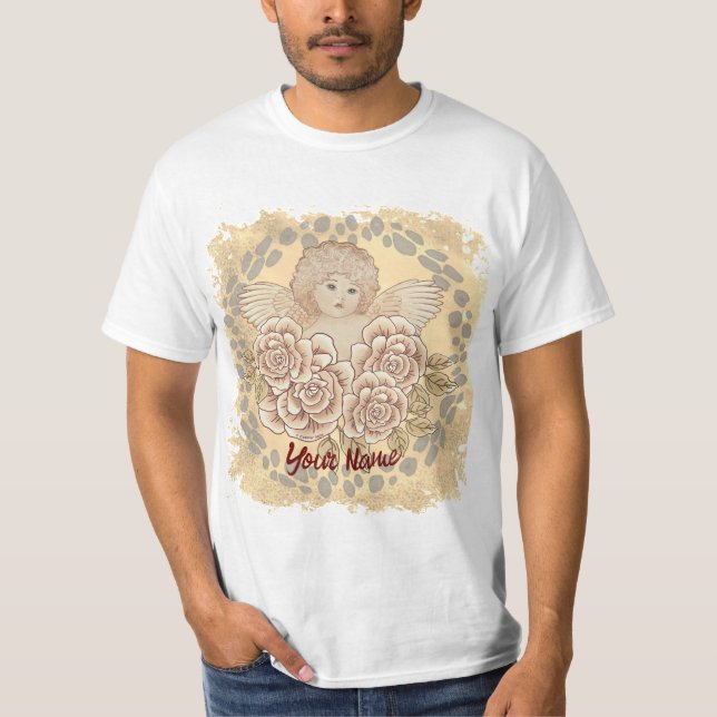 T-shirt Ange Cherub des Roses Vintage (Devant)