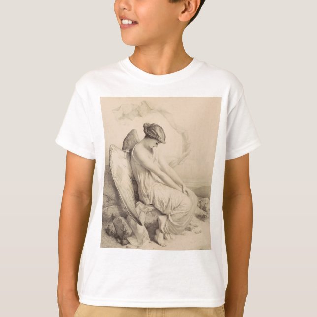T-shirt Ange chrétien assis sur une pierre (Devant)