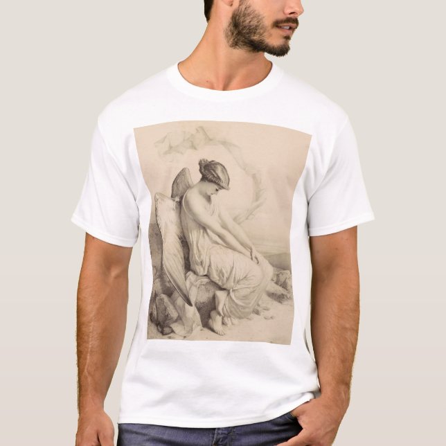 T-shirt Ange chrétien assis sur une pierre (Devant)