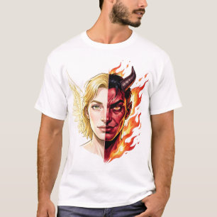 T-shirt Ange contre Démon Visage Divisé 😇😈