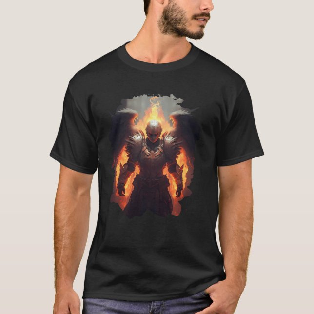 T-shirt Ange de feu avec des flammes d'enfer en verso (Devant)