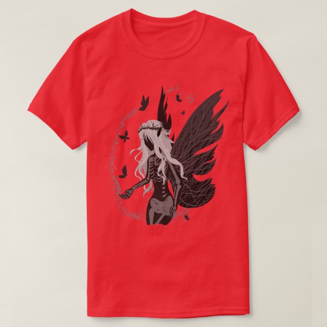 T-shirt Ange de la mort Fée Papillon Dieu Mère Feu foncé (Design devant)
