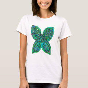 T-shirt Ange de papillon avec des ailes de vert bleu