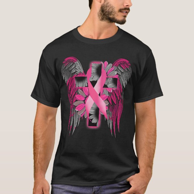 T-shirt Ange de sensibilisation au cancer du sein Croix de (Devant)