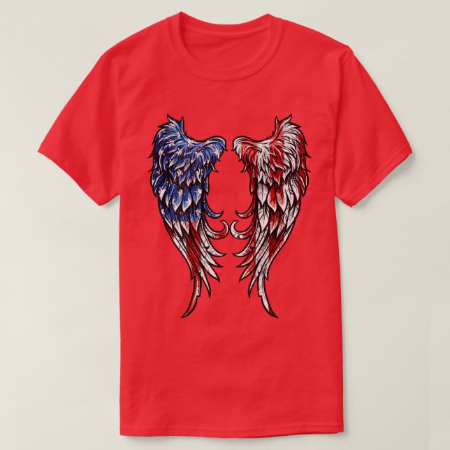 T-shirt Ange drapeau américain en détresse (Design devant)