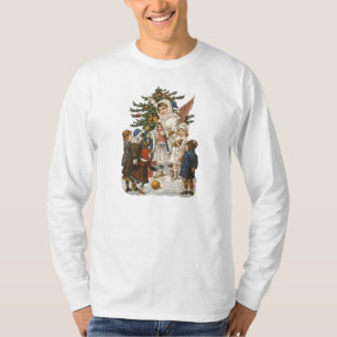 T-shirt Ange gardien vintage avec les enfants et l'arbre