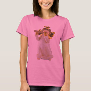 T-shirt Ange mignon de Noël jouant une cannelure