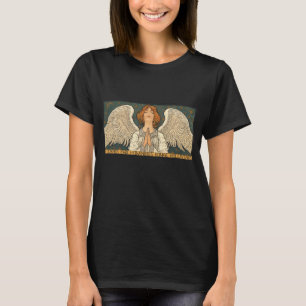 T-shirt Ange religieux vintage priant avec des étoiles dor