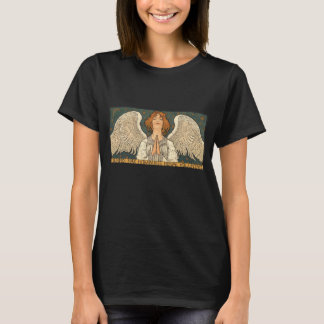 T-shirt Ange religieux vintage priant avec des étoiles dor