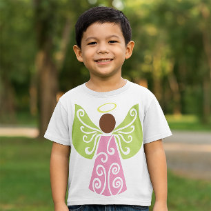 T-shirt Ange rose Verte Ailes Vertes Spirituel Décoratif