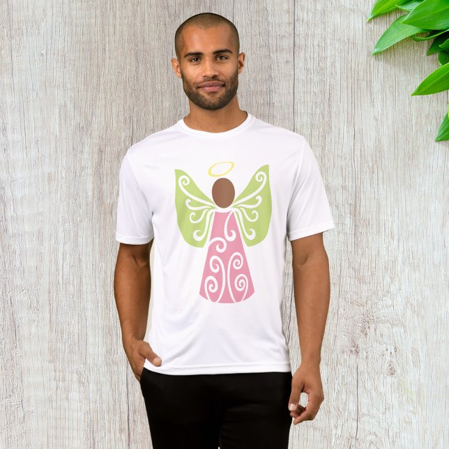 T-shirt Ange rose Verte Ailes Vertes Spirituel Décoratif (Créateur téléchargé)