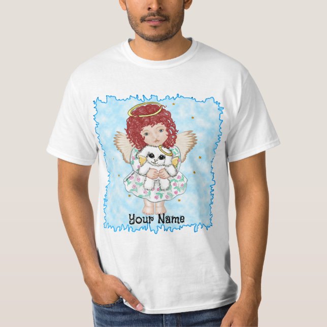 T-shirt Ange tenant un chien (Devant)