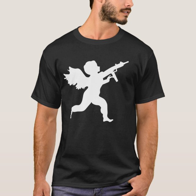 T-SHIRT ANGE TOTING DE FUSIL DE MASSACRE DE SAINT-VALENTIN (Devant)