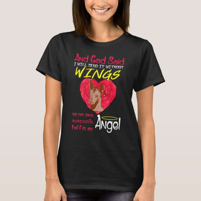 T-shirt Ange Xoloitzcuintli sans ailes (Devant)