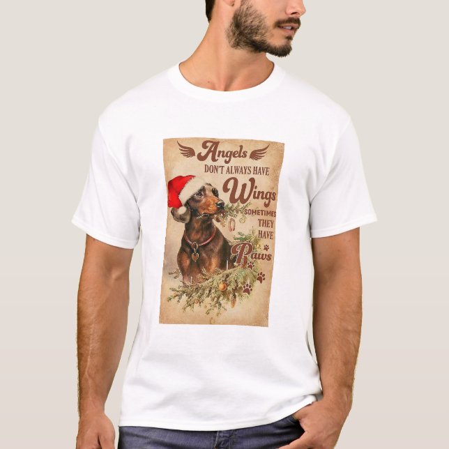 T-shirt Angel Christmas Dachshunds (Devant)