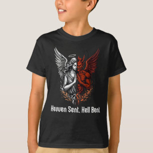 T-shirt Angel et diable demi-ciel envoyé Enfer Bent