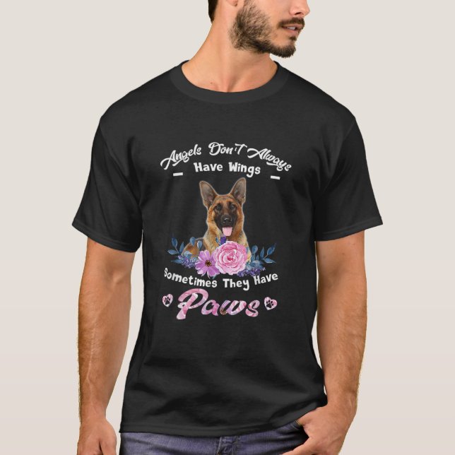 T-shirt Angel n'a pas toujours aile berger allemand chien (Devant)