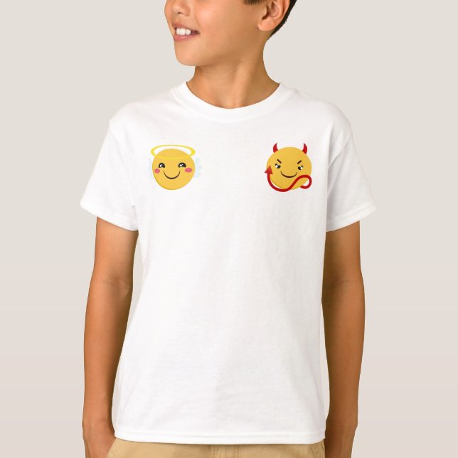 T-shirt Angel vs Devil Emoji PEressonalize (Devant)