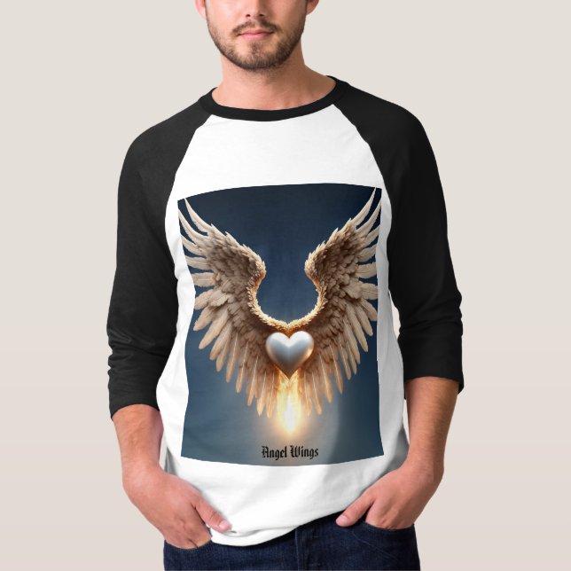T-shirt Angel Wings Homme Basique 3/4 Sleeve Raglan T-Shir (Devant)