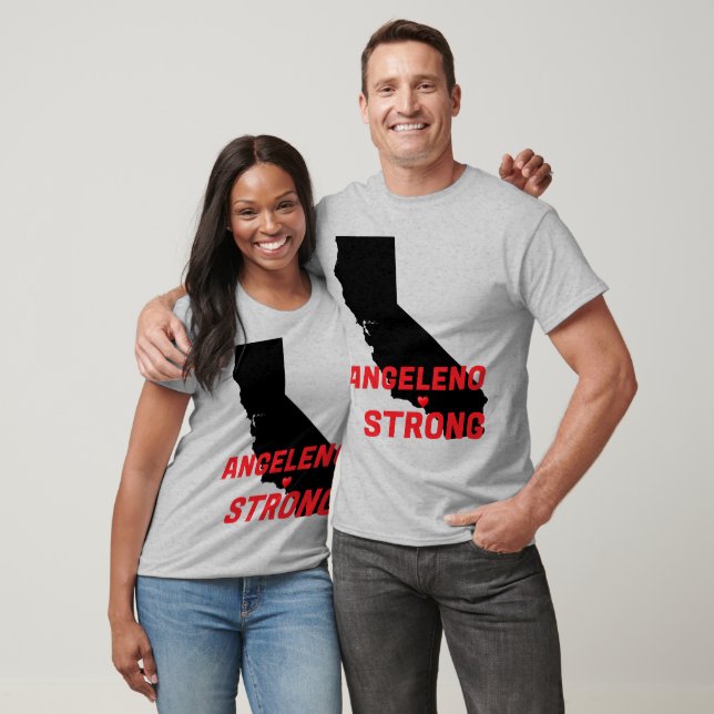 T-shirt ANGELENO STRONG Red Blk CA Solid Heart (Unisexe)