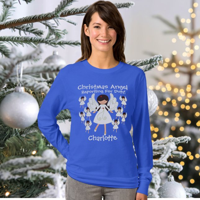 T-shirt Anges de Noël drôles avec nom (Funny Christmas Angels With Name T-Shirt)