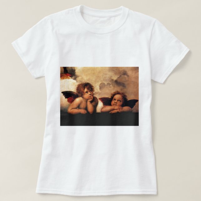 T-shirt Anges Sistine Madonna de Raphael 2 anges (Design devant)