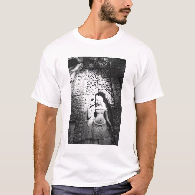 T-shirt Angkor Cambodge, sculpture Apsara du Bayon (Devant)