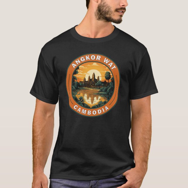 T-shirt Angkor Vat Cambodge - Badge d'Art Voyage (Devant)