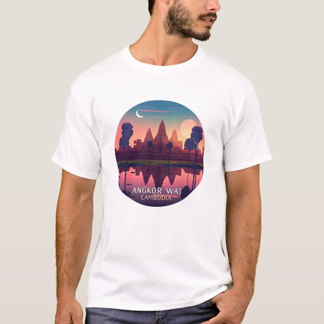 T-shirt Angkor Wat Sunrise Cambodge Siem Reap Retro (Devant)