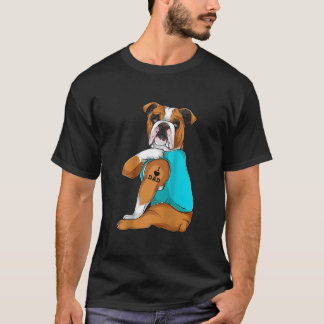 T-shirt Anglais Bulldog I Love Papa Tattoo Vêtements Chien