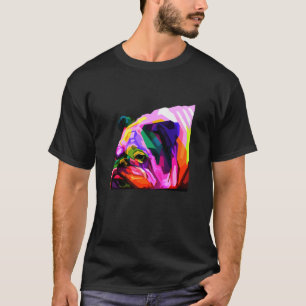 T-shirt Anglais Bulldog Pop Art Portrait Pour Les Propriét