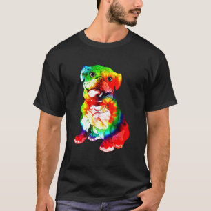 T-shirt Anglais Bulldog Psychedelic Art Hippie Chien Maman