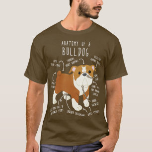 T-shirt Anglais Bulldog Red et White Dog Anatomie