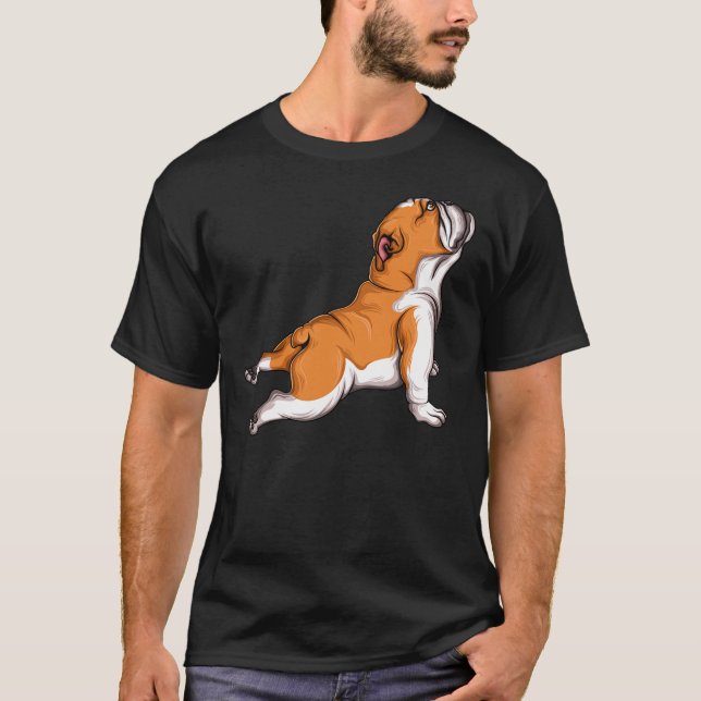 T-shirt Anglais Bulldog Yoga Amoureux des chiens Namaste F (Devant)