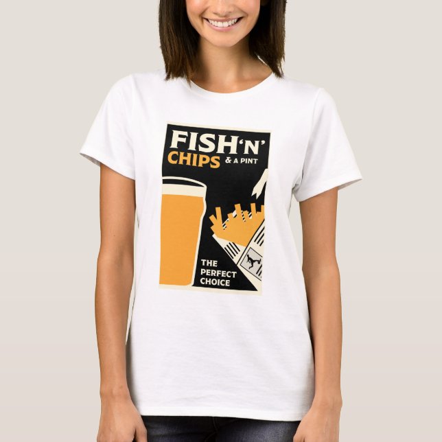 T-shirt Anglais Classique Poisson Et Chips (Devant)