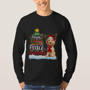 T-shirt Anglais Cocker Espagnol Père Noël Lumière de Noël 