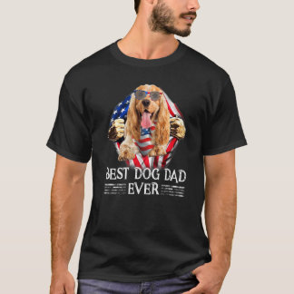 T-shirt Anglais Cocker Espaniel Papa Drapeau Américain 4èm