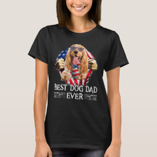 T-shirt Anglais Cocker Espaniel Papa Drapeau Américain 4èm