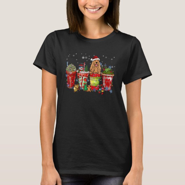 T-shirt Anglais Cocker Spaniel Iced Latte Snowmen Sweets S (Devant)