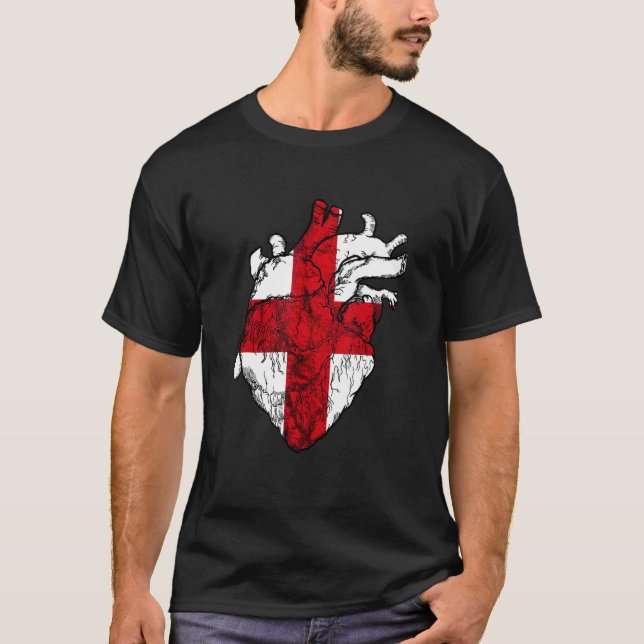 T-shirt Anglais Coeur Angleterre Drapeau St George's Cross (Devant)