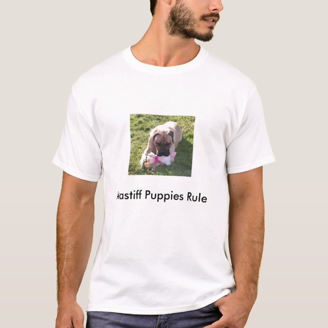 T-shirt anglais de règle de chiots de mastiff (Devant)