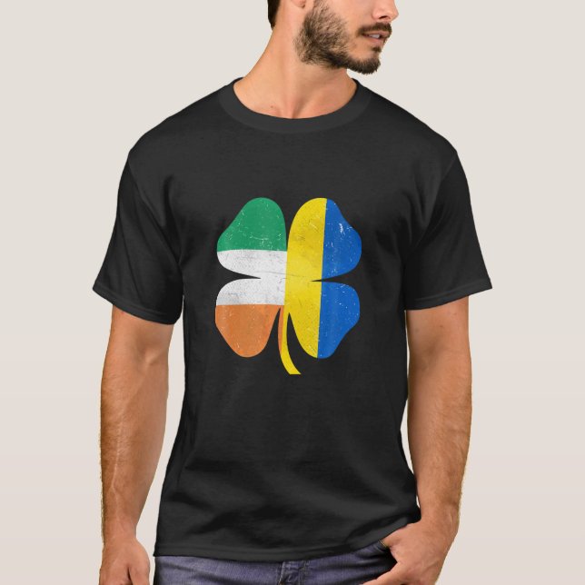 T-shirt Anglais Irlandais Shamrock Ukraine Irlande St Patr (Devant)
