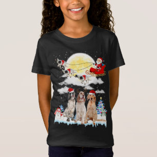 T-Shirt Anglais Setter Chien Père Noël Sleigh Christmas Lo
