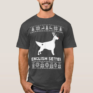 T-shirt Anglais Setter Chien Pet Lover Reindeer Laid Chris