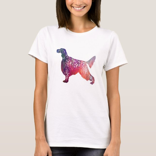 T-shirt Anglais Setter Chien Silhouette géométrique - Rose (Devant)