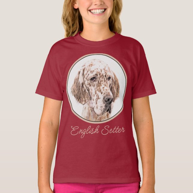 T-shirt Anglais Setter Orange Belton Painting Dog Art (Devant)