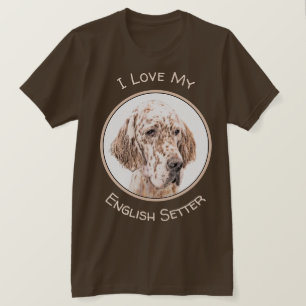 T-shirt Anglais Setter Orange Belton Peinture Chien Art