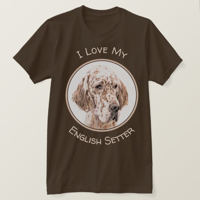 T-shirt Anglais Setter Orange Belton Peinture Chien Art (Design devant)