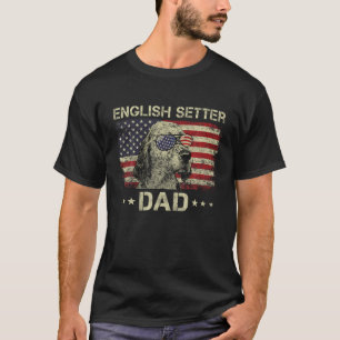 T-shirt Anglais Setter Papa Amoureux des chiens Drapeau Am