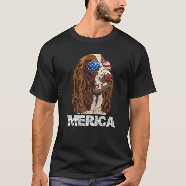 T-shirt Anglais Springer Espagnol Américain Drapeau 4ème D (Devant)